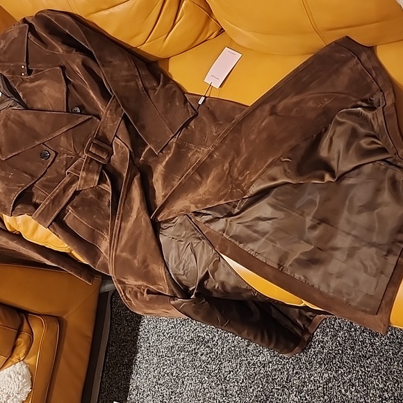 Corrin Faux Suede Trench Coat - Picture 7 of 16